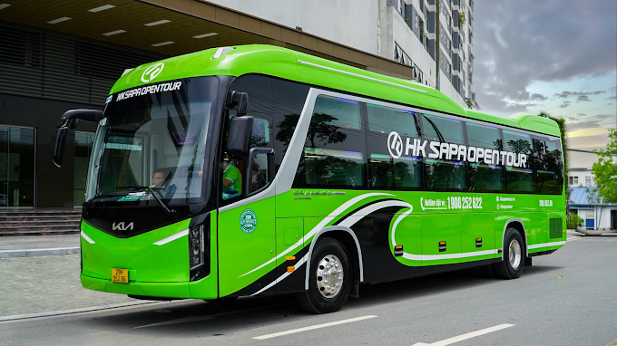 HK Buslines, one of the popular sleeper bus options for the Hanoi to Sapa route, with selected buses offering onboard toilets.