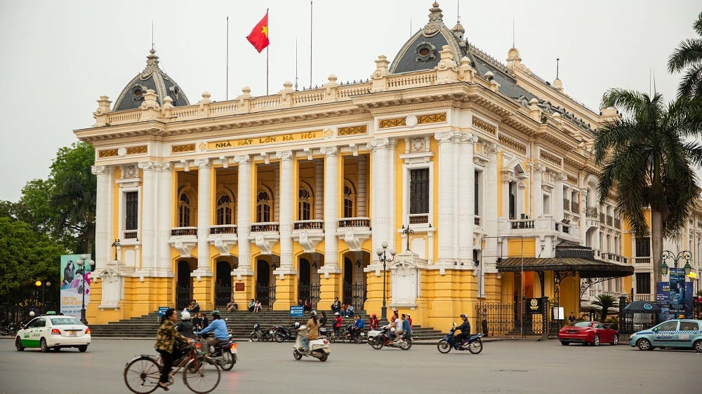 Hanoi Opera House, one of the most common pickup points for tours departing from the city.
