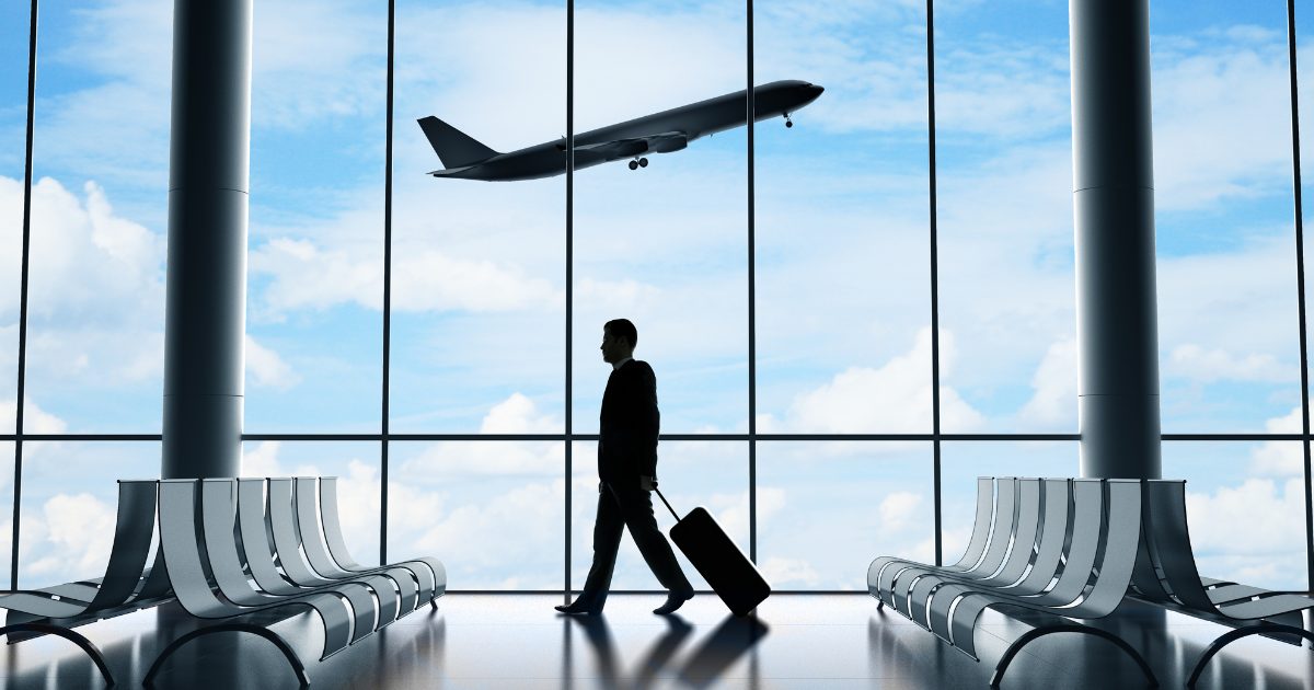 Traveller at the departure gate - digital arrival card sorted before boarding