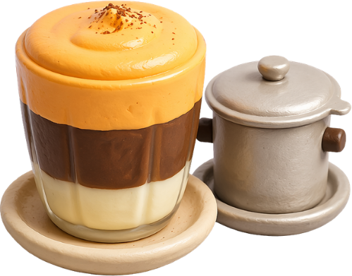 Vietnamese egg coffee and traditional phin filter