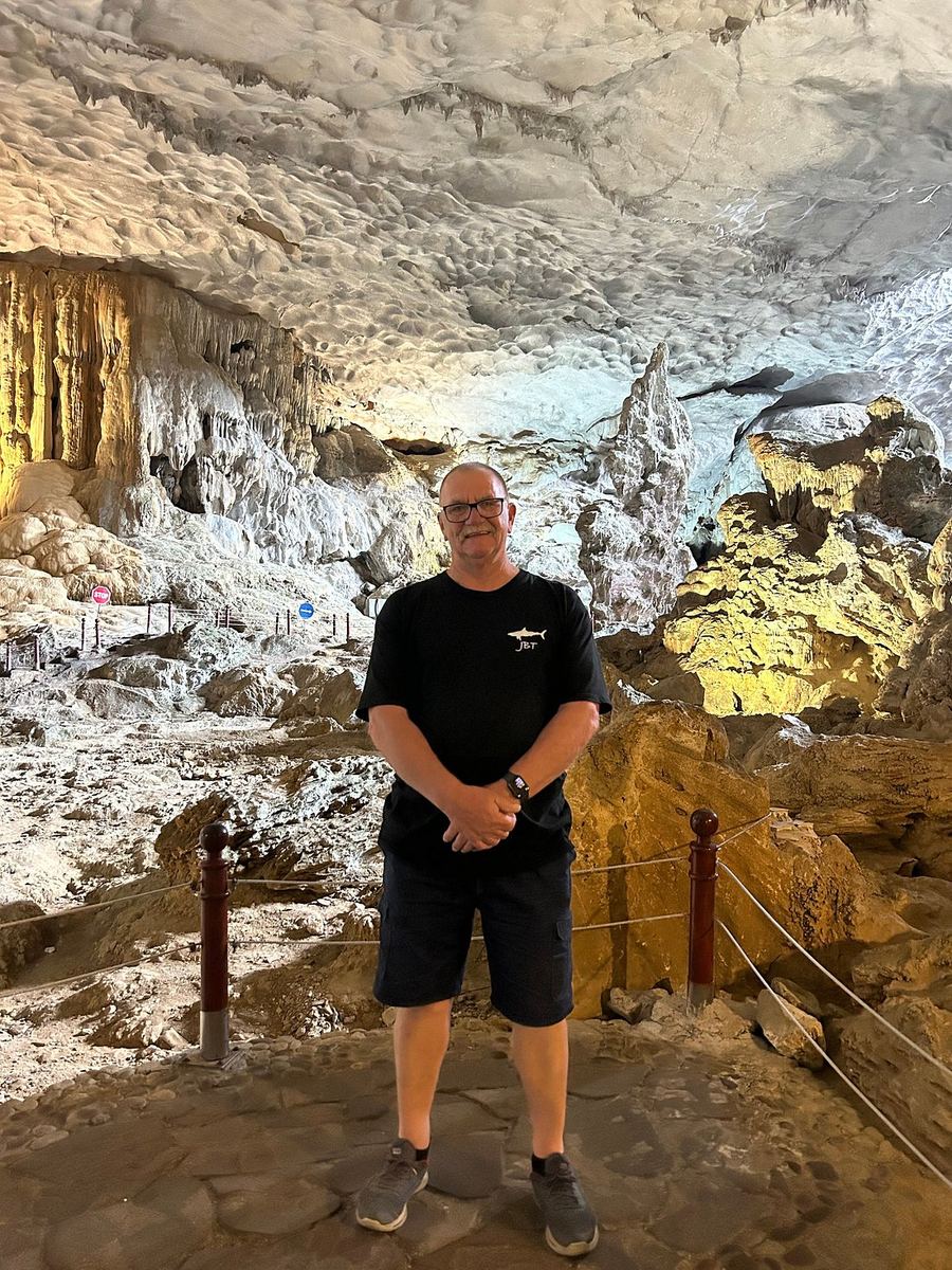 Gerard among the stalactites inside a Ha Long Bay cave Gerard among the stalactites inside a Ha Long Bay cave