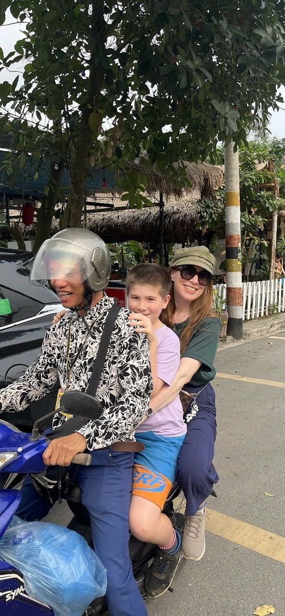 Riding through the streets with our guide Riding through the streets with our guide