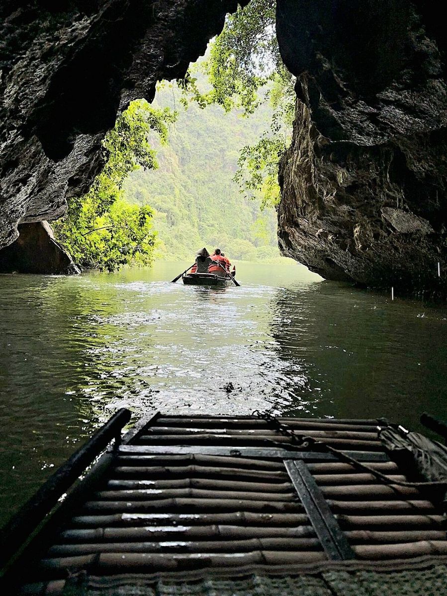 Emerging from a cave on a Trang An boat Emerging from a cave on a Trang An boat