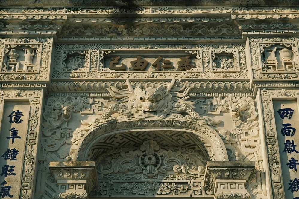 Carved stone dragon relief detail at Khai Dinh Tomb